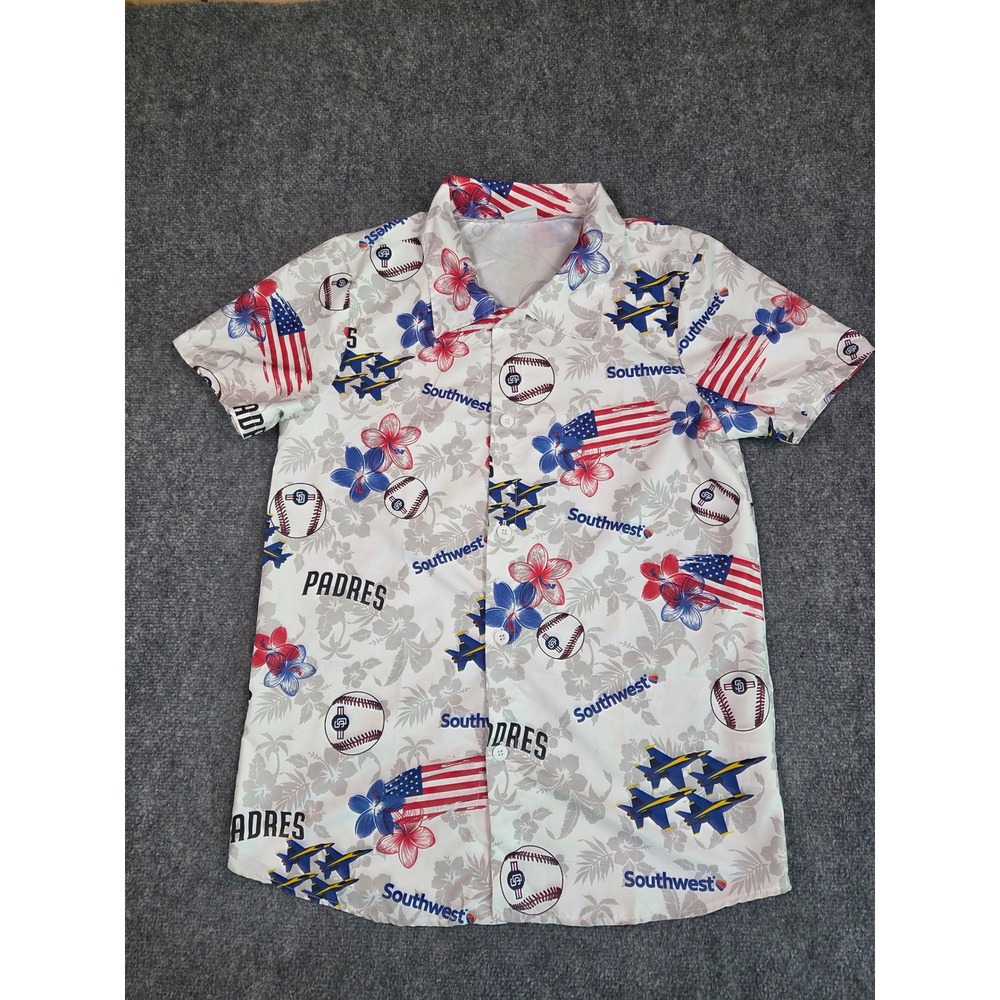 BDA Sports San Diego‎ Padres Shirt Mens Medium White Southwest Blue Angels MLB